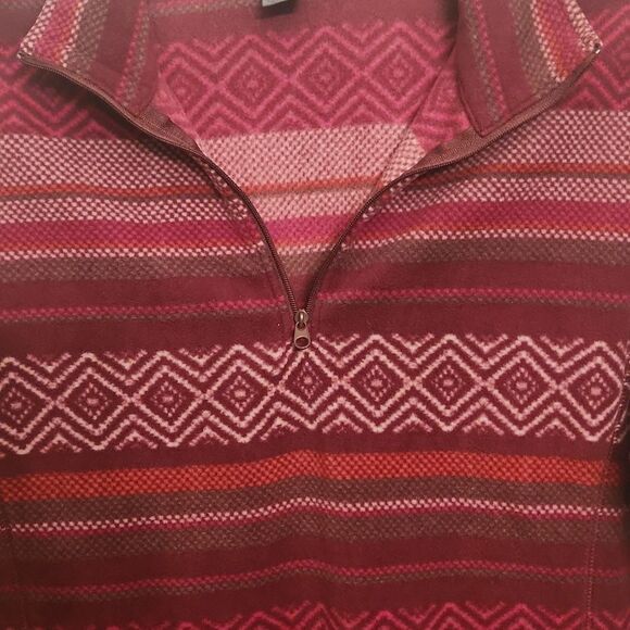 Eddie Bauer Women's Quarter Zip Fleece Pullover Red Southwestern Print Size M - Picture 4 of 8